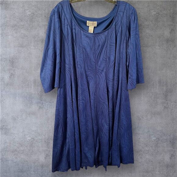 Bethany 3X Blue Gored Swing Dress – Plus Size - Picture 1 of 5